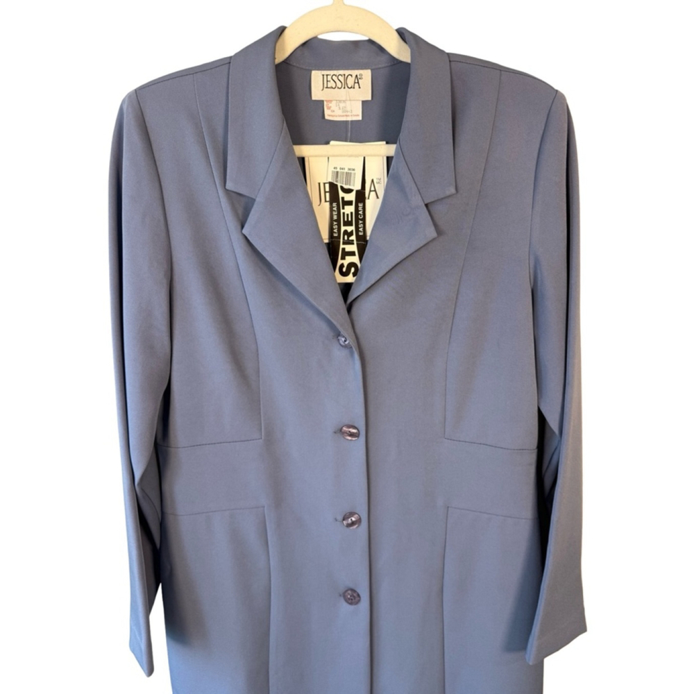 Jessica Soft Blue Tailored BlazerJacket Size 12 Vintage 90s Office Minimalist - Picture 11 of 14